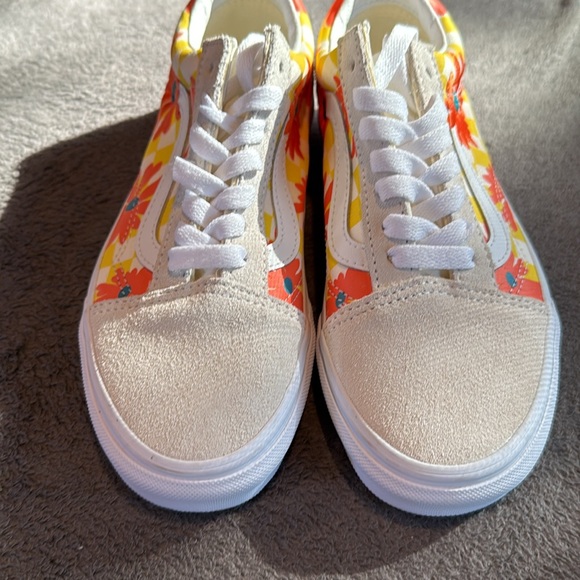 Vans Old Skool Checkerboard Floral Blanc De Blanc Sneakers Women’s Shoe Size 6 - Picture 3 of 9